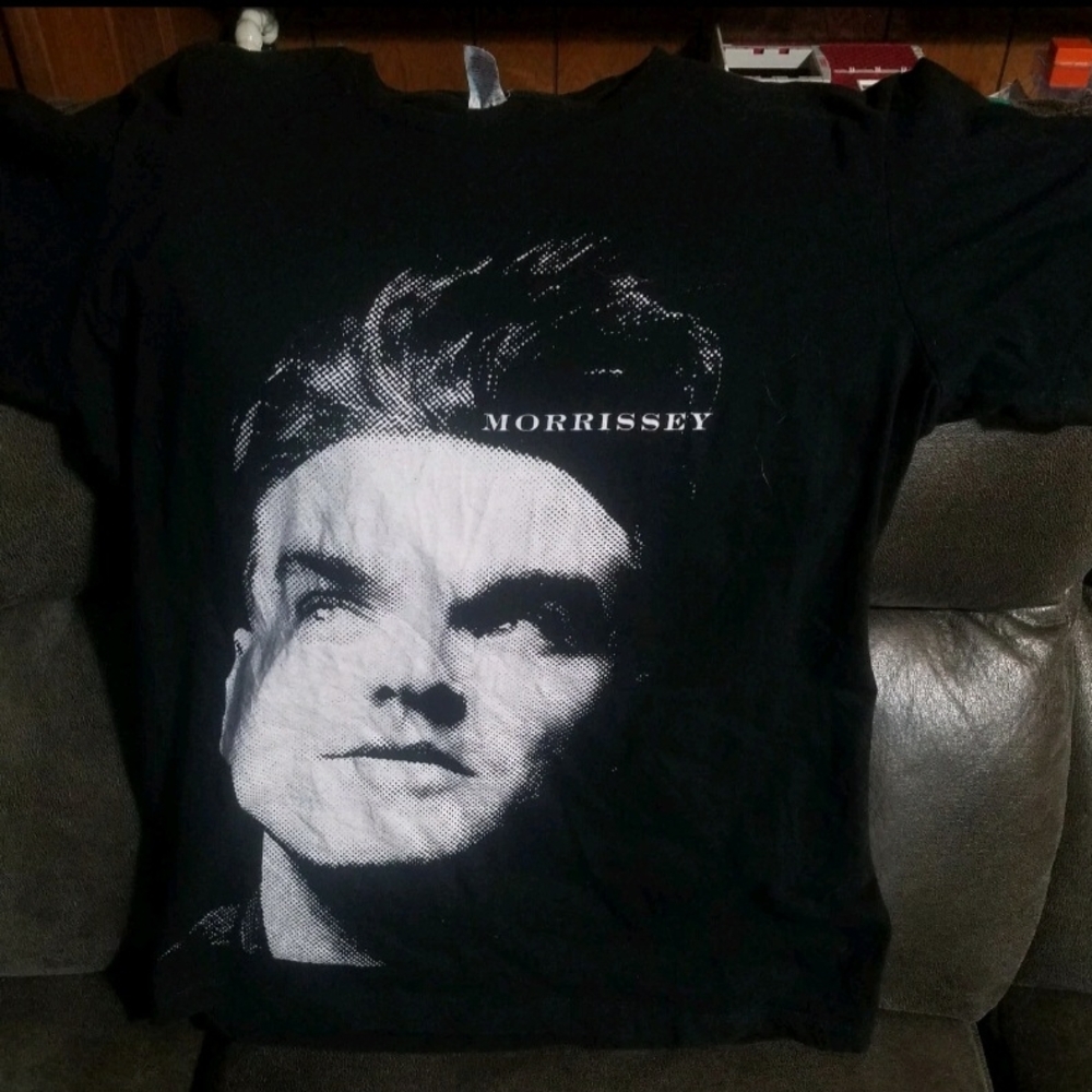 Morrissey Black Graphic T-Shirt Pixel Face Large